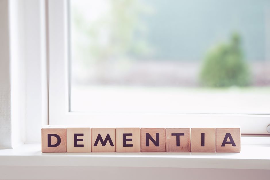 Wooden blocks with of the word Dementia.