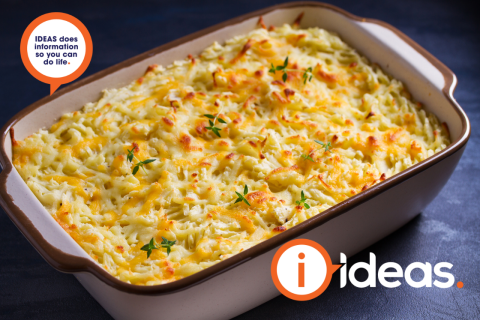 A casserole topped with mashed potato.